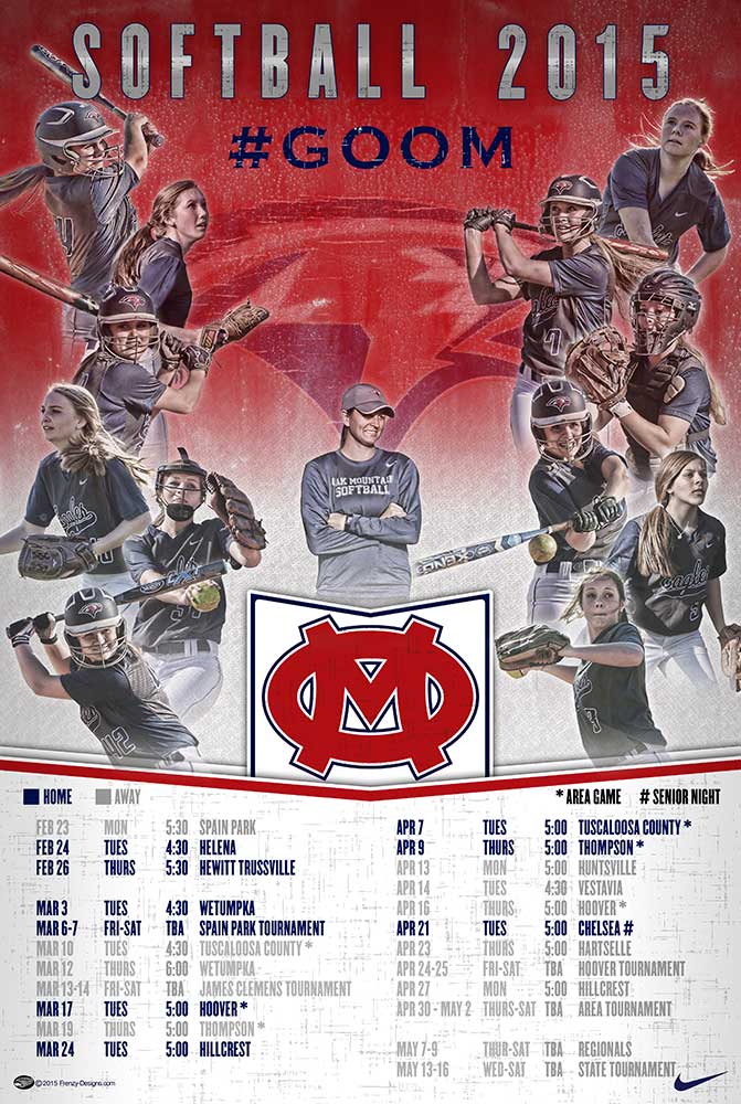 Custom Softball Schedule Poster - Oak Mountain